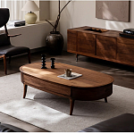 Кофейный стол овальный из дерева с 2-мя ящиками Coffee Walnut Table варинант исполнения - 1 | Loft Concept в Твери