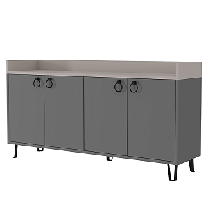 Комод цвета антрацит с 4-мя дверцами и бежевой столешницей на металлических ножках DEA CONSOLE TABLE LIGHT MOCHA ANTHRACITE