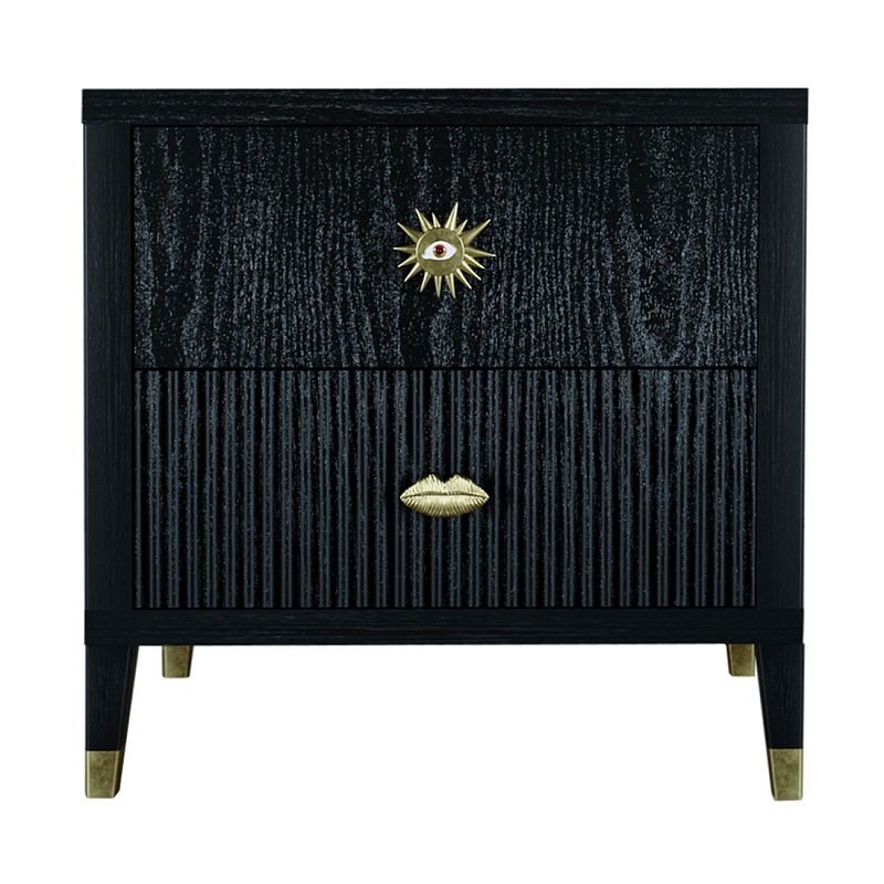 Тумба прикроватная с двумя ящиками Elsa Dreams Black Черный в Твери | Loft Concept 