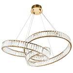 Подвесная люстра в виде изогнутых колец с хрустальным декором Ring Horizontal Oculus Gold Light Chandelier варинант исполнения - 3 | Loft Concept в Твери
