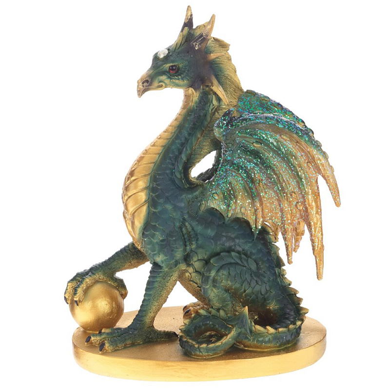 Декоративная статуэтка Дракон Dragon Holding Sphere Green Gold Statuette Зеленый Золотой Декоративная статуэтка Дракон Dragon Holding Sphere Green Gold Statuette Зеленый Золотой в Твери | Loft Concept