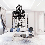 Люстра подвесная с плиссированными абажурами и множеством подвесок черного цвета Диаметр 62 см Lustre Reverie варинант исполнения - 4 | Loft Concept в Твери