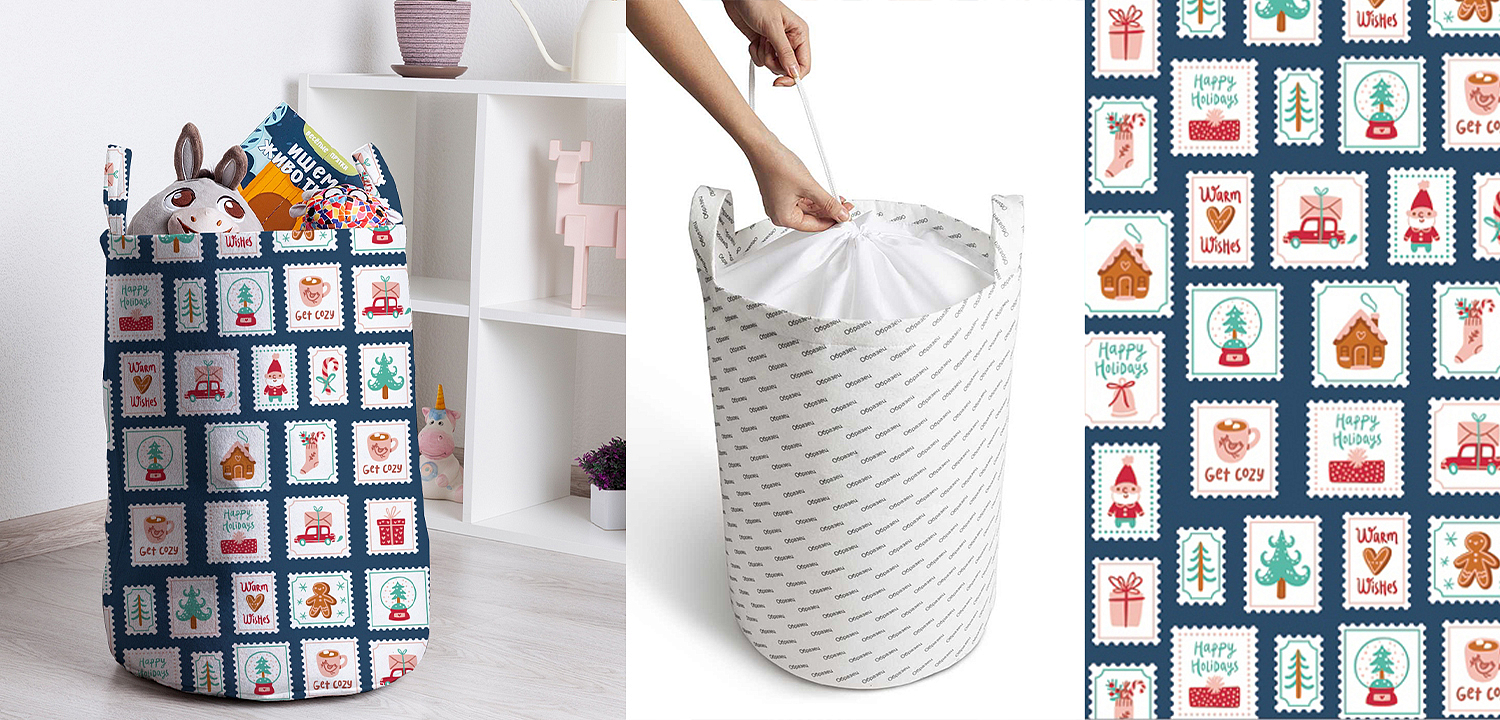 Корзина New Year Postage Stamps Basket Корзина New Year Postage Stamps Basket - Loft-Concept в Твери