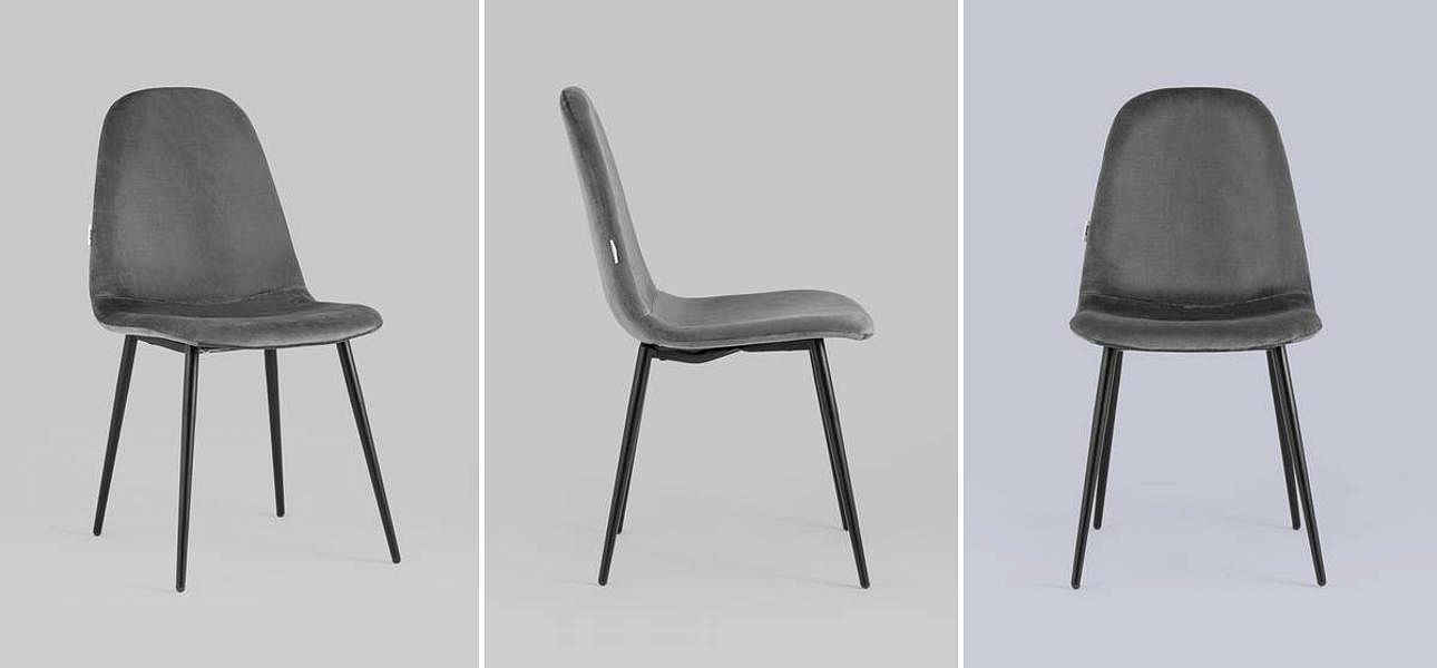 Стул Archie Chair Черные ножки Темно-Серый Велюр Стул Archie Chair Черные ножки Темно-Серый Велюр - Loft-Concept в Твери