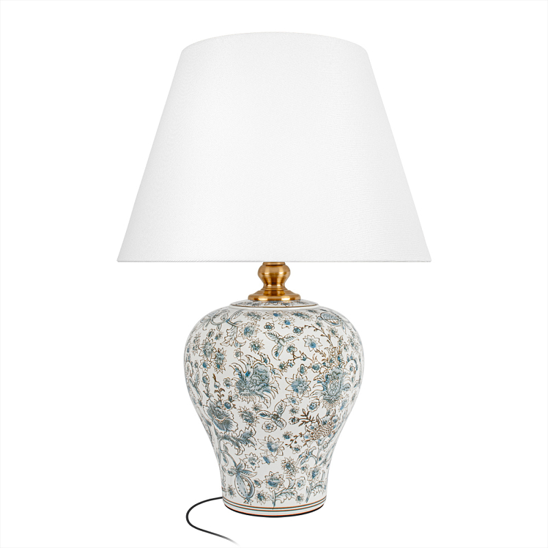 Настольная лампа с цветочной росписью Lamp Flower Painting Белый Синий в Твери | Loft Concept 