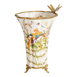 Ваза из фарфора с бронзовой стрекозой  Paradise Dragonfly варинант исполнения - 6 | Loft Concept в Твери