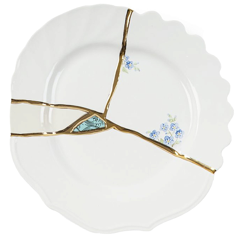 Десертная тарелка Seletti Kintsugi Белый Золотой Десертная тарелка Seletti Kintsugi Белый Золотой в Твери | Loft Concept