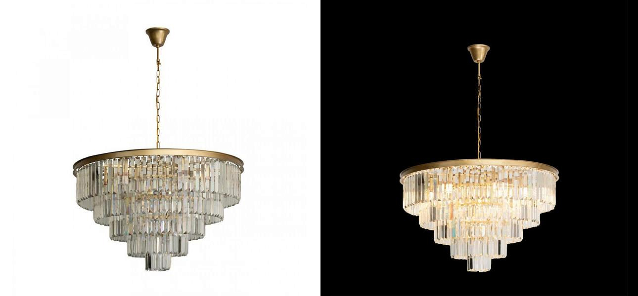 Круглая Люстра RH 1920s Odeon GOLD iron Five Layers Прозрачное Стекло диаметр 80 см Круглая Люстра RH 1920s Odeon GOLD iron Five Layers Прозрачное Стекло диаметр 80 см - Loft-Concept в Твери