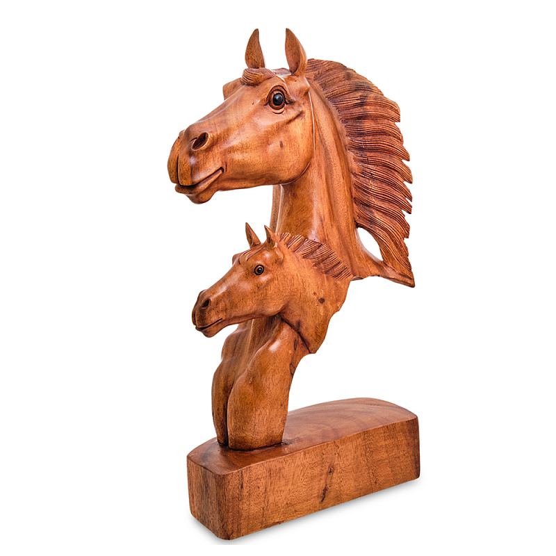 Статуэтка деревянная в виде головы лошади Horse of the World Коричневый в Твери | Loft Concept 