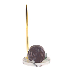 Часы настольные с шариковой металлической ручкой из натурального камня Stone Clock варинант исполнения - 3 | Loft Concept в Твери