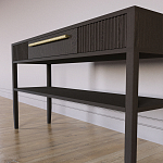 Дизайнерская Консоль с полкой и ящиком Primo Темный орех варинант исполнения - 5 | Loft Concept в Твери