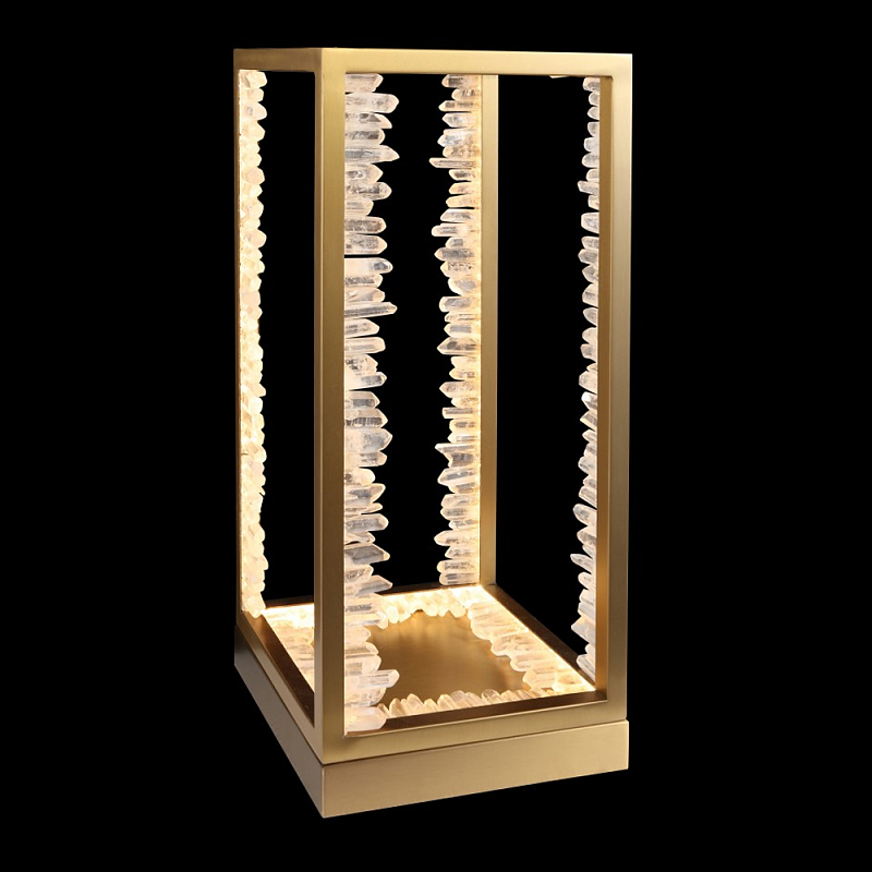 Настольная лампа прямоугольная с декоративными элементами в виде кристаллов Smooth Shine Латунь Прозрачный в Твери | Loft Concept 