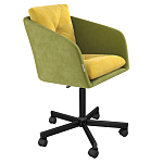Стул с мягкой обивкой из велюра и подъемно-поворотным механизмом на колесиках Mason Green and Yellow варинант исполнения - 1 | Loft Concept в Твери