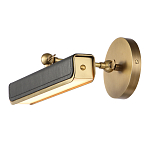 Светильник для картин цвет винтажная латунь с прямоугольным плафоном из кожи черного цвета Alora варинант исполнения - 4 | Loft Concept в Твери