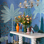 Обои ручная роспись Malwa Special Colourway on blue painted Xuan paper варинант исполнения - 1 | Loft Concept в Твери