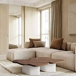 Дизайнерский журнальный стол с фигурной столешницей на белом основании Holarisex варинант исполнения - 1 | Loft Concept в Твери