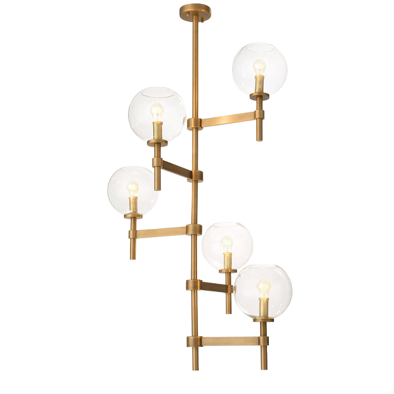 Люстра Chandelier Jade Cascade Латунь Античная полированная Прозрачное Стекло Люстра Chandelier Jade Cascade Латунь Античная полированная Прозрачное Стекло в Твери | Loft Concept