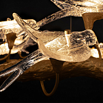 Люстра подвесная с прозрачными стеклянными птичками на ветвях Диаметр 80 см Serip Voa варинант исполнения - 10 | Loft Concept в Твери