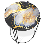 Стол журнальный круглый со столешницей из стекла Gold and Black Marble варинант исполнения - 2 | Loft Concept в Твери