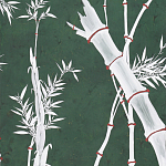 Обои ручная роспись Bamboo Argent on Edo Green painted silk варинант исполнения - 2 | Loft Concept в Твери