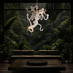 Люстра с тремя фигурами обезьян с лампочками в руках белого цвета Hanging Monkey варинант исполнения - 10 | Loft Concept в Твери