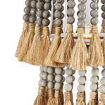 Подвесной светильник двухъярусный с декором из круглых деревянных бусин с кисточками Gray Brown Wooden Beads Chandelier варинант исполнения - 1 | Loft Concept в Твери