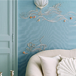 Обои с вышивкой ручной работы Amami Waves Moonbeam colourway on silk moire варинант исполнения - 2 | Loft Concept в Твери