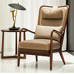 Кресло c каркасом из массива дерева и с мягким подголовником Walnut Armchair варинант исполнения - 1 | Loft Concept в Твери