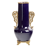Ваза темно-синяя фарфоровая с бронзовыми ручками и ножками Eden Garden варинант исполнения - 1 | Loft Concept в Твери
