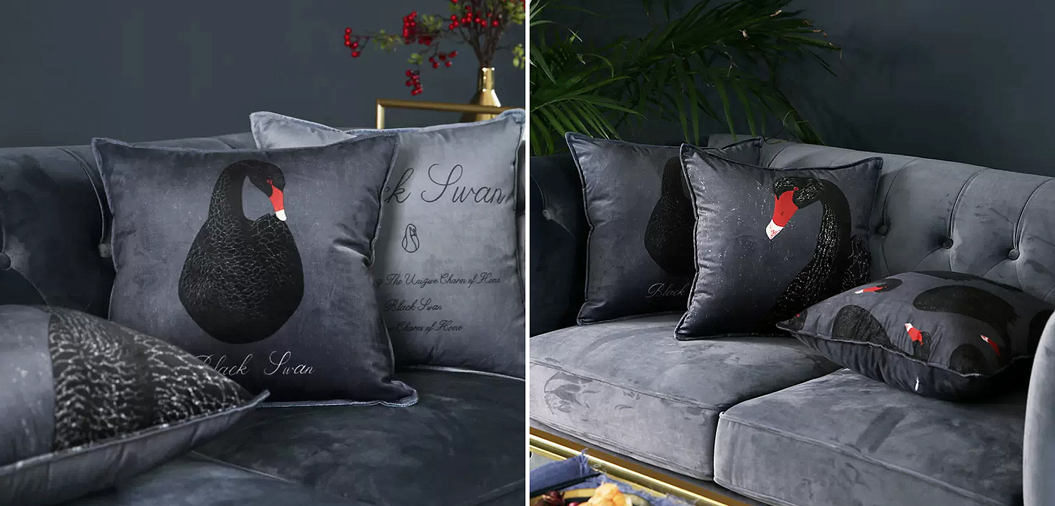 Декоративная подушка Black Swan II Cushion Черная Декоративная подушка Black Swan II Cushion Черная - Loft-Concept в Твери