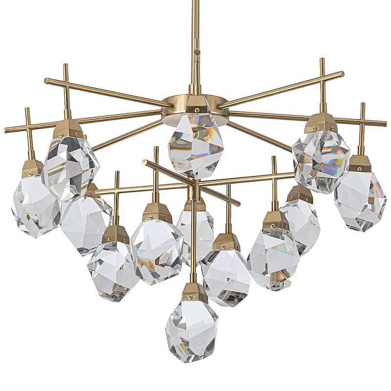 Люстра с хрустальными плафонами Esme Crystal Brass Chandelier Латунь Прозрачный Люстра с хрустальными плафонами Esme Crystal Brass Chandelier Латунь Прозрачный в Твери | Loft Concept