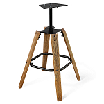 Барный стул со спинкой и металлической подставкой на 4-х деревянных ножках Синий Велюр Vendramin Chair варинант исполнения - 4 | Loft Concept в Твери