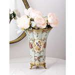 Ваза голубого цвета из фарфора с цветочным рисунком и бронзовой стрекозой Blue Garden варинант исполнения - 4 | Loft Concept в Твери