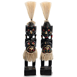Комплект из 2-х деревянных статуэток Asmat Straw Headdress Statuettes Multicolor варинант исполнения - 1 | Loft Concept в Твери