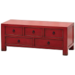 Деревянная ТВ-тумба с 5-ю выдвижными ящиками в китайском стиле красная Wei Chinese TV Stand варинант исполнения - 2 | Loft Concept в Твери