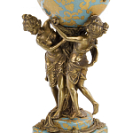 Ваза голубого цвета из фарфора с золотым растительным орнаментом и бронзовыми фигурками женщин Eden Garden porcelain and bronze варинант исполнения - 1 | Loft Concept в Твери