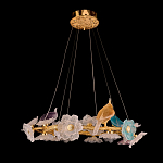 Люстра круглая на золотом каркасе с птичками и цветочным декором Miscellaneous herbs варинант исполнения - 2 | Loft Concept в Твери