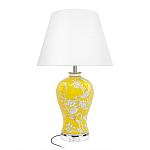 Настольная лампа желтая с изображением белых птиц Flight Among Acacia варинант исполнения - 1 | Loft Concept в Твери