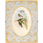 Декоративный постер с изображением птиц в раме с рельефным растительным узором Blooming Birds Poster варинант исполнения - 12 | Loft Concept в Твери