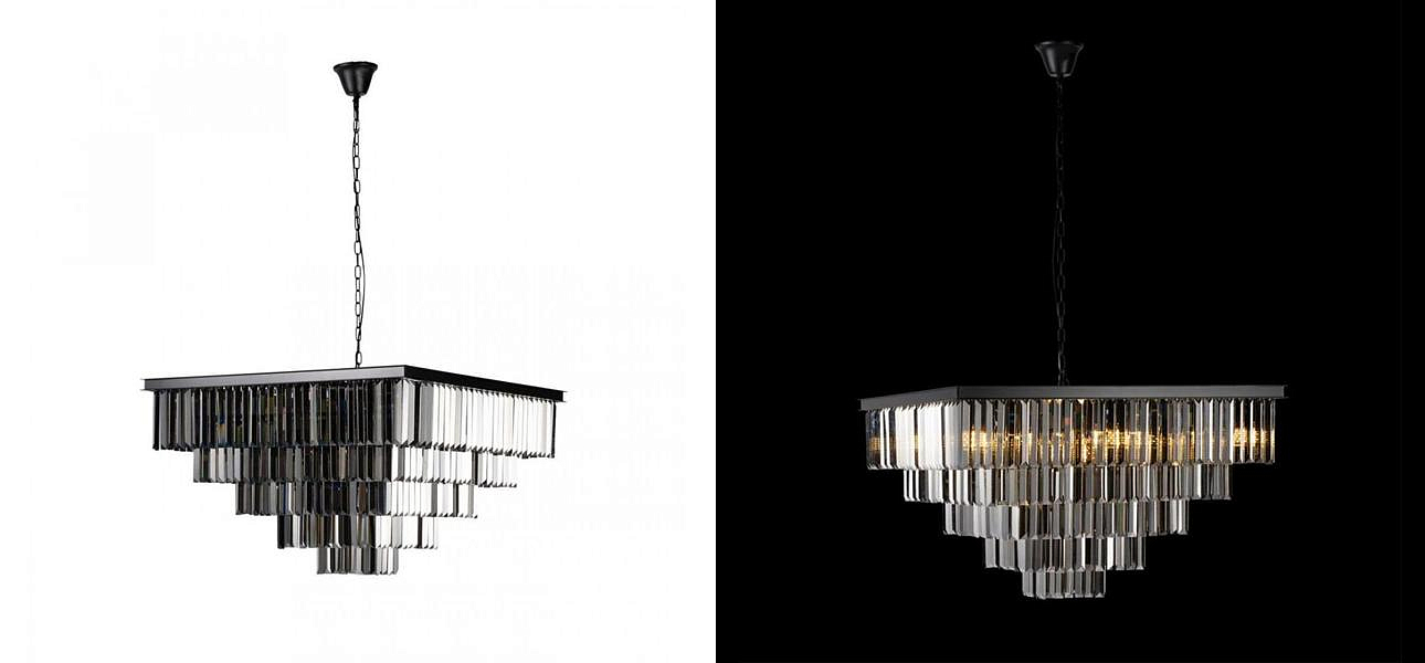 Квадратная Люстра RH 1920s Odeon Black iron Five layers Серое Стекло 80х80 Квадратная Люстра RH 1920s Odeon Black iron Five layers Серое Стекло 80х80 - Loft-Concept в Твери