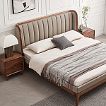 Кровать двуспальная с мягким изголовьем Moon Walnut Bed варинант исполнения - 1 | Loft Concept в Твери