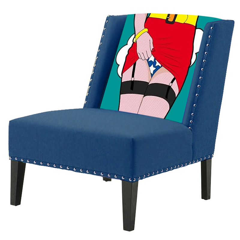 FUN Armchair "Super woman" Blue Дизайнерское кресло с цветным принтом Бирюзовый FUN Armchair "Super woman" Blue Дизайнерское кресло с цветным принтом Бирюзовый в Твери | Loft Concept