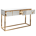 Консоль с ящиками зеркальная с золотым декором Gold Painted Mirror Console варинант исполнения - 2 | Loft Concept в Твери