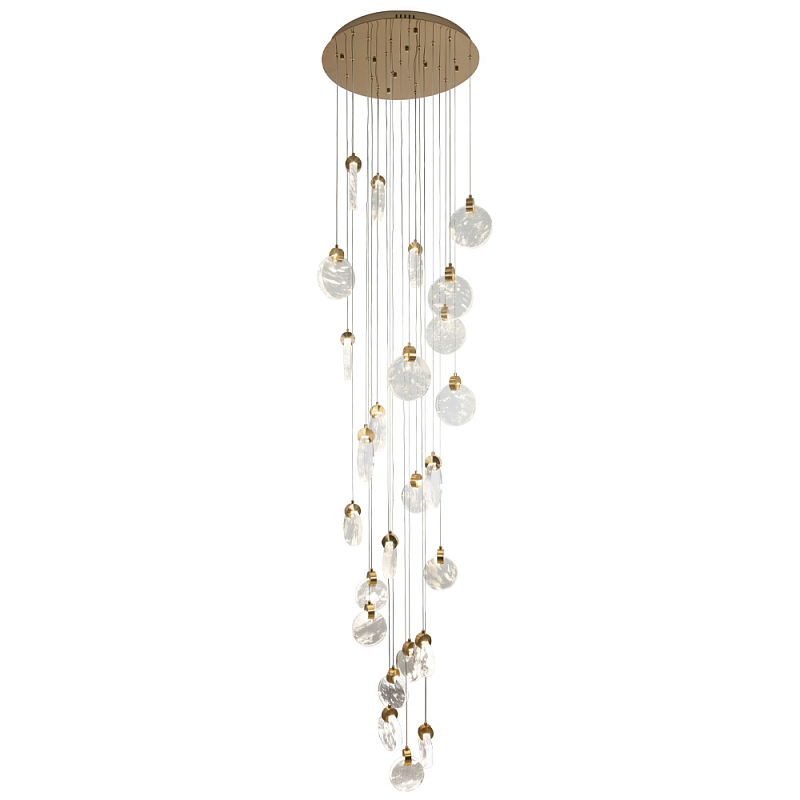 Каскадная люстра с плафонами в виде круглых пластин из хрусталя Esme Round Plates Chandelier 25 Прозрачное Стекло Золотой Каскадная люстра с плафонами в виде круглых пластин из хрусталя Esme Round Plates Chandelier 25 Прозрачное Стекло Золотой в Твери | Loft Concept