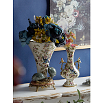 Ваза белого цвета из фарфора с цветочным рисунком и бронзовыми ручками с фигурками птиц Eden Garden porcelain and bronze варинант исполнения - 6 | Loft Concept в Твери