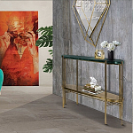 Консоль овальной формы золотая с полкой для хранения Craig варинант исполнения - 4 | Loft Concept в Твери