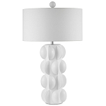 Настольная лампа белая с тканевым абажуром в форме цилиндра Morphing варинант исполнения - 4 | Loft Concept в Твери