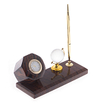 Настольный письменный набор с глобусом и ручкой из натурального обсидиана World Globe варинант исполнения - 2 | Loft Concept в Твери