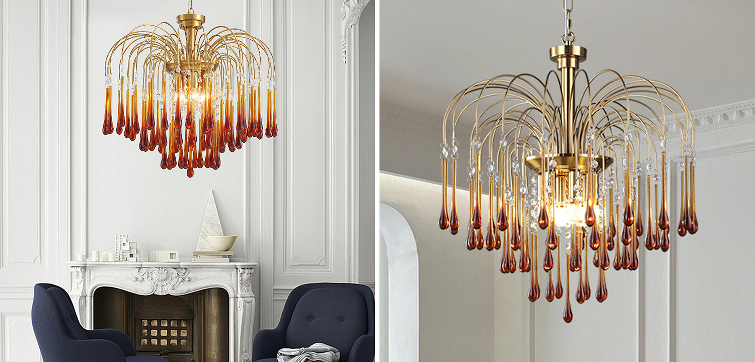 Дизайнерская люстра Amber Drops Chandelier Дизайнерская люстра Amber Drops Chandelier - Loft-Concept в Твери