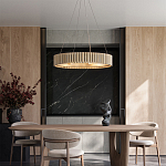 Люстра круглая из толстых деревянных реек Natural Style варинант исполнения - 4 | Loft Concept в Твери